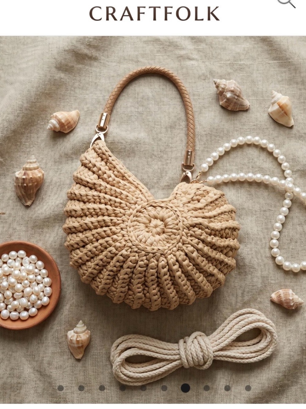 Craft Braided Shell Mini Bag in Beige